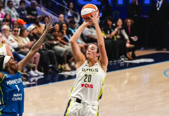 Maddy Siegrist of the Dallas Wings rising for a jump shot during a career-best scoring performance against the Minnesota Lynx.