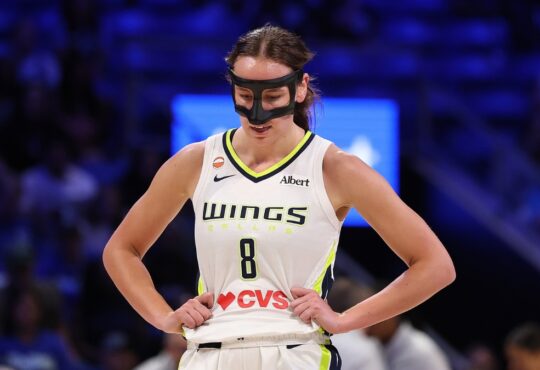 Dallas Wings forward Alanna Smith walking backcourt during a game against the Minnesota Lynx at College Park Center.