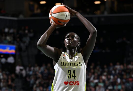 Dallas Wings forward Awak Kuier shoots a free throw during a game against the Atlanta Dream