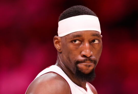 Bam Adebayo, a Heat trade candidate, looks on during a game against the Atlanta Hawks