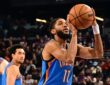 Oklahoma City Thunder guard Isaiah Joe rises for a shot during the 2025-26 season