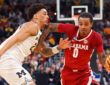Labaron Philon, a Mavericks draft target, is defended by Michigan's Yaxel Lendeborg