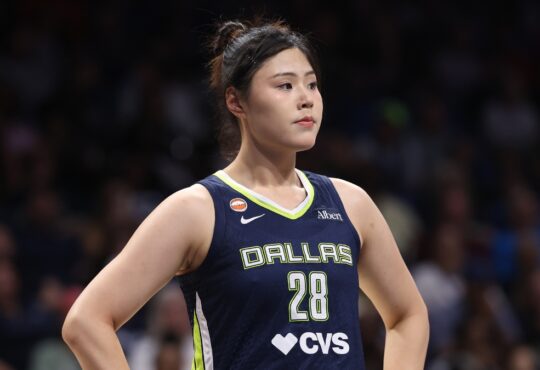 Dallas Wings center Li Yueru looks on during a June 1 game against the Seattle Storm at College Park Center