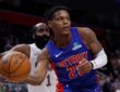 Detroit Pistons guard Marcus Sasser passes the ball against the Cleveland Cavaliers during the 2026 NBA Playoffs
