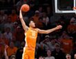 Tennessee forward Nate Ament attempts a dunk against Vanderbilt at Memorial Gymnasium on February 21, 2026