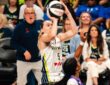 Paige Bueckers rises for a jump shot over Phoenix Mercury defender Monique Akoa Makani during the Dallas Wings' 85-70 win at College Park Center on June 11, 2026.
