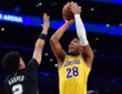 Los Angeles Lakers forward Rui Hachimura shoots against San Antonio Spurs guard Dylan Harper during the first half at Crypto.com Arena.