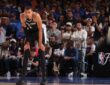 Victor Wembanyama #1 of the San Antonio Spurs looks on during Game 4 of the 2026 NBA Finals against the New York Knicks at Madison Square Garden.