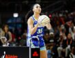 Dallas Wings guard Azzi Fudd rises into a shot off the rack during the 2026 State Farm WNBA 3-Point Contest at Wintrust Arena in Chicago.