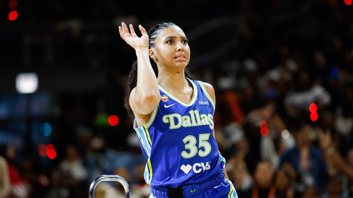 Dallas Wings guard Azzi Fudd follows through on a 3-pointer during the 2026 WNBA 3-Point Contest at Wintrust Arena in Chicago.