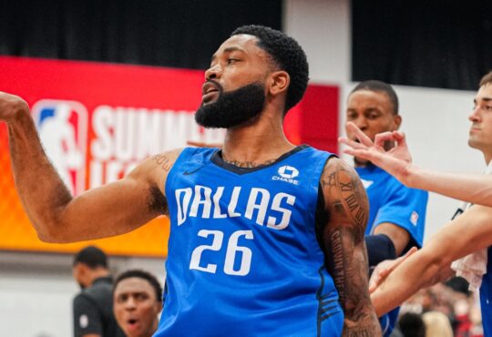 Dallas Mavericks guard Darin Green Jr. reacts and gestures during an NBA Summer League game