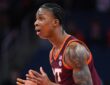 Tobi Lawal, now with the Dallas Mavericks, reacts to a call during a Virginia Tech game against Syracuse